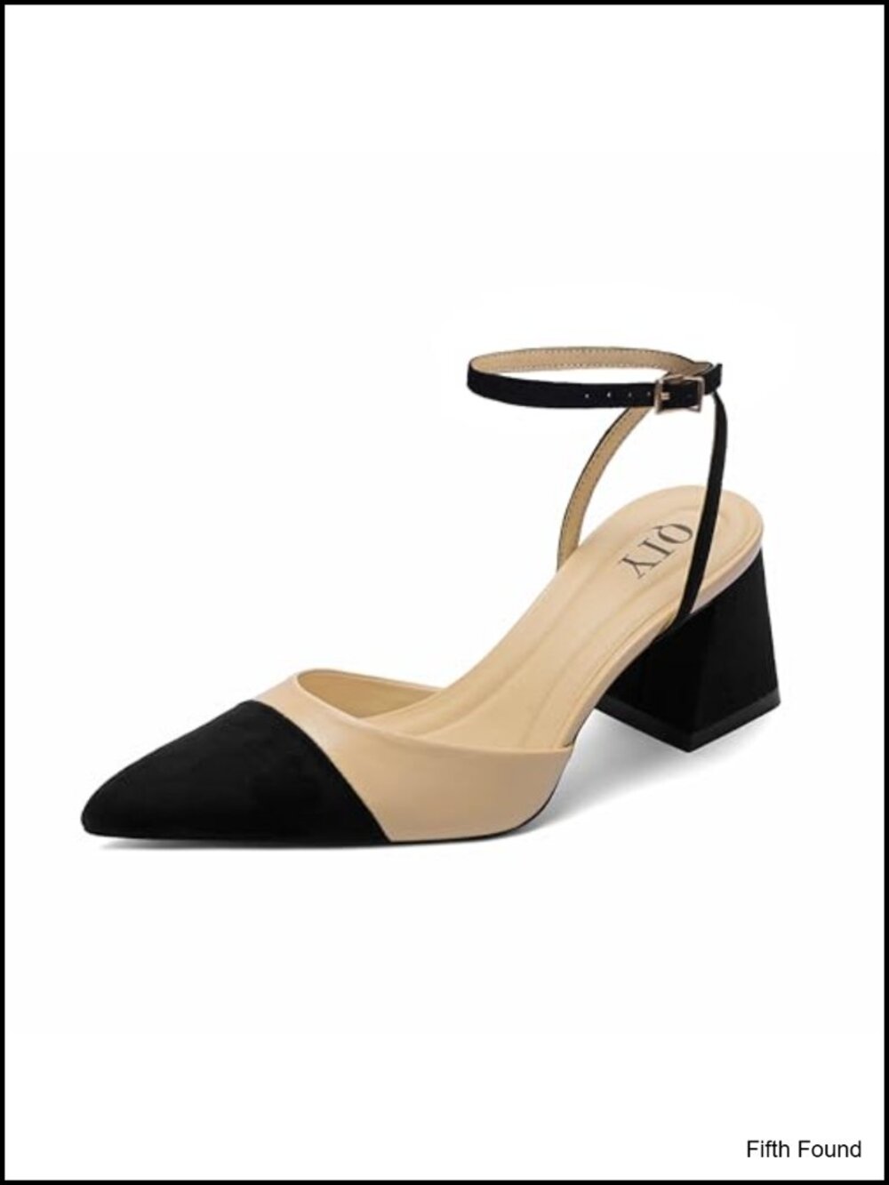 Women's Pointed Toe Chunky Heel Pumps with Ankle Strap